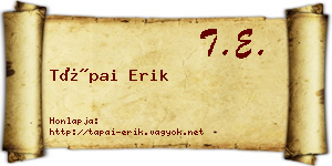 Tápai Erik névjegykártya